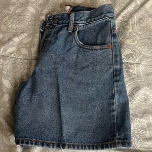 A pair of woman’s jean shorts. They are a size 6 and in great condition